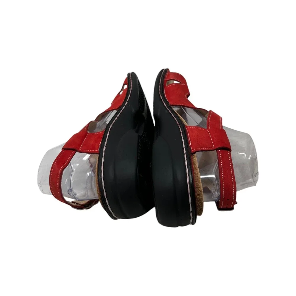 Finn Comfort Sandal Women's Size 10 -10.5 41 Red Nubuck Gomera Walking Slingback